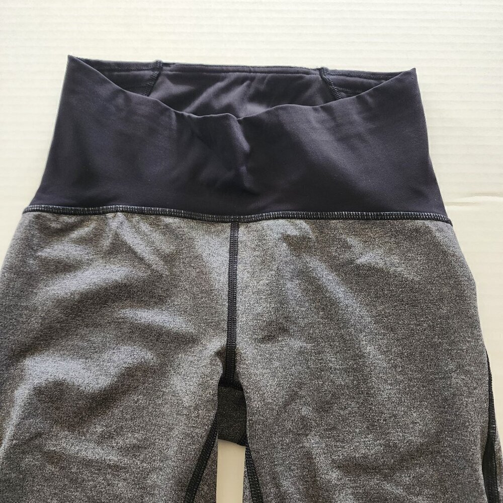 Lululemon size 6 women gray cropped leggings black sheer details - Picture 5 of 13